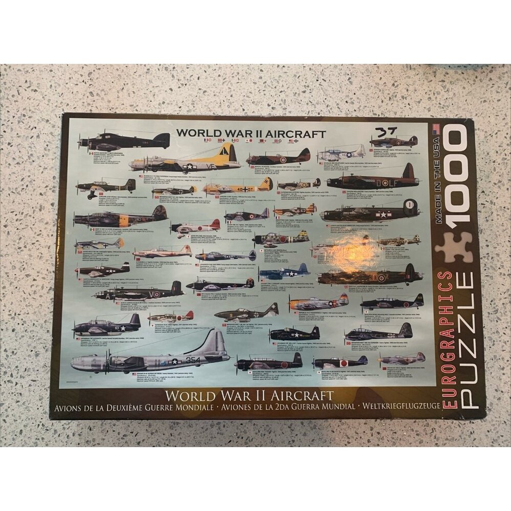 Eurographics World War II Aircraft Jigsaw Puzzle 1000 Piece WWII 19" x 26" USA